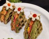 A picture of step 8 of Cheesy Veggie Moong Waffle Bites.