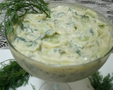 A picture of step 7 of Cucumber selad with dill yoghurt dressing.