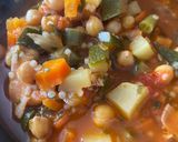 Une image de l'étape 6 de Soupe aux légumes, pois chiches et lardons.