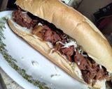 A picture of step 4 of Vegan BBQ Shredded "Jackfruit Meat" Sub Sandwiches.