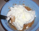 A picture of step 4 of Melahrini (walnut cake with syrup) from Pelion.