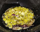 A picture of step 3 of Roti with brinjal aloo fry.