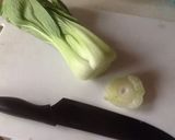 A picture of step 1 of Pac Choi with garlic.