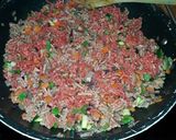 A picture of step 2 of "no pasta" lasagne.
