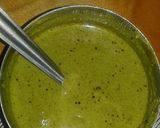 A picture of step 3 of Hre bhare nariyal chutney.