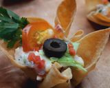 A picture of step 8 of Wonton cups.