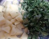 A picture of step 2 of Aloo methi with methi laccha paratha.