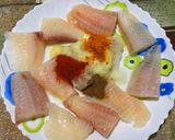 A picture of step 2 of Masala fish fry.