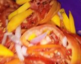 A picture of step 9 of Mbuzi pilau with mango kachumbari.