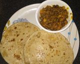 A picture of step 1 of Poranpuri with chana ke sabji.