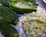A picture of step 1 of Bharwa karela.
