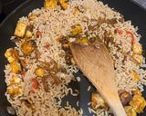 A picture of step 3 of Indian spiced Halloumi and cauliflower rice.