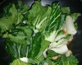 A picture of step 6 of Walnut stir-fry Bok Choy.
