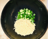 A picture of step 2 of Tabbouleh salad with a twist.
