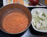 A picture of step 1 of Masoor Dal and Bottle Gourd with Onion-Tomato Tadka.
