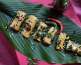 A picture of step 3 of Leftover kadi khandvi.