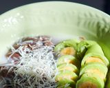 Foto langkah ke 4 dari resep Es Pisang Ijo Vla Cokelat Kekinian Tanpa Dikukus, pakai Pisang Raja.