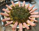 Une image de l'étape 14 de Soleil de fondue de poireaux au jus de sanglier et mortadelle de Bologne.