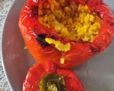 A picture of step 6 of Bajoques Farcides Agres (Stuffed Peppers with Rice and Sausage).