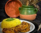 صورة لخطوة 4 من وصفة طبق الأرز بالكركم مع السمك المقرمش