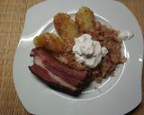 Füstölt oldalas pirított savanyú káposztával és gancával, tejföllel recept fázis 5 fotója