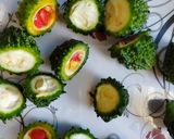 A picture of step 1 of Bharwa karela.