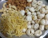A picture of step 1 of Falahari chevda/ Dry fruits Namkin.