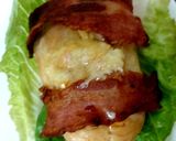 A picture of step 4 of My Chicken breast with Brie and Streaky bacon wrapped around. 😋.