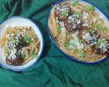 A picture of step 1 of Spaghetti and chiballs with an Indian twist.