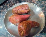 A picture of step 1 of Delhi style Shakarkandi(roasted in pressure cooker)chaat.