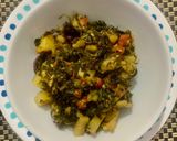 A picture of step 5 of Methi Aloo sabzi (Fenugreek leaves and potato vegetable).