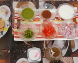 A picture of step 2 of Dahi papdi chat.