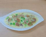A picture of step 7 of Farali Dumpling in buttermilk sauce.