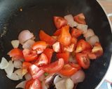 A picture of step 2 of Paneer in red gravy.