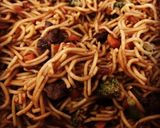 A picture of step 9 of Lo mein with Beef & Broccoli.