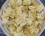A picture of step 2 of Chaat (Papad Chat).