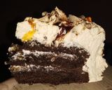 A picture of step 9 of Eggless chocolate flower birthday cake.