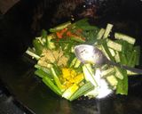 A picture of step 2 of Chatpati bhindi/okra.