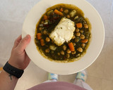 Foto del paso 3 de la receta: Garbanzos con espinacas, verduritas y bacalao