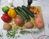 Sült csirkecomb 🍗 zöldségekkel 🫑🍅🧄 és krémes sütőtökös rizottóval 🎃🍚 recept fázis 4 fotója