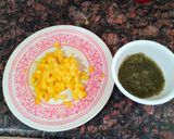 A picture of step 1 of Mango and Gond Katira or Badam pisin Dessert.