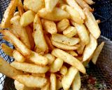A picture of step 4 of MY Chilli Salt & Pepper Chips on a Baguette 😍.