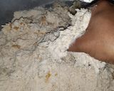 A picture of step 3 of Aloo puri.