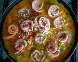Foto del paso 10 de la receta: Huevos, vegetales y jamón york en cama asada de pan baguette!