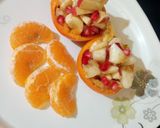 A picture of step 5 of Orange juice fruit chat.