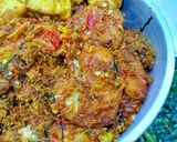 Foto langkah ke 6 dari resep Ayam lengkus penyet sambal daun bawang.