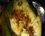 Foto langkah ke 5 dari resep Nasii bakar isi ayam suwir pedas manis...🍚🍚🐔🐔🐔.