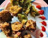 A picture of step 8 of Manchurian  pakoda penuts flavor me and Ajwain pakode.