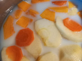 Sopa de calabaza y manzana, a la leche. Para bebés