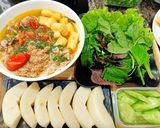 Hình bước làm 7 của món Bún riêu cua thịt bò kèm đậu hũ chiên
